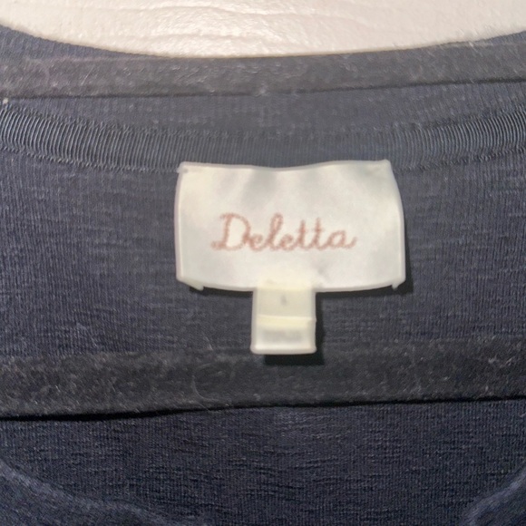 Deletta women’s black lace up front black blouse S contemporary boho - Picture 3 of 6